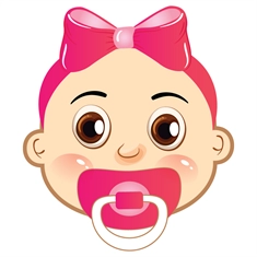 Baby Girl Face with Pacifier Transparent Sticker | Pink Bow Baby Shower Décor